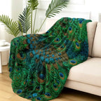 Peacock Flannel Throw