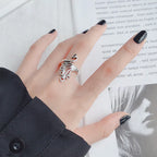 Sterling Silver Peacock Open Vintage Rings For Women