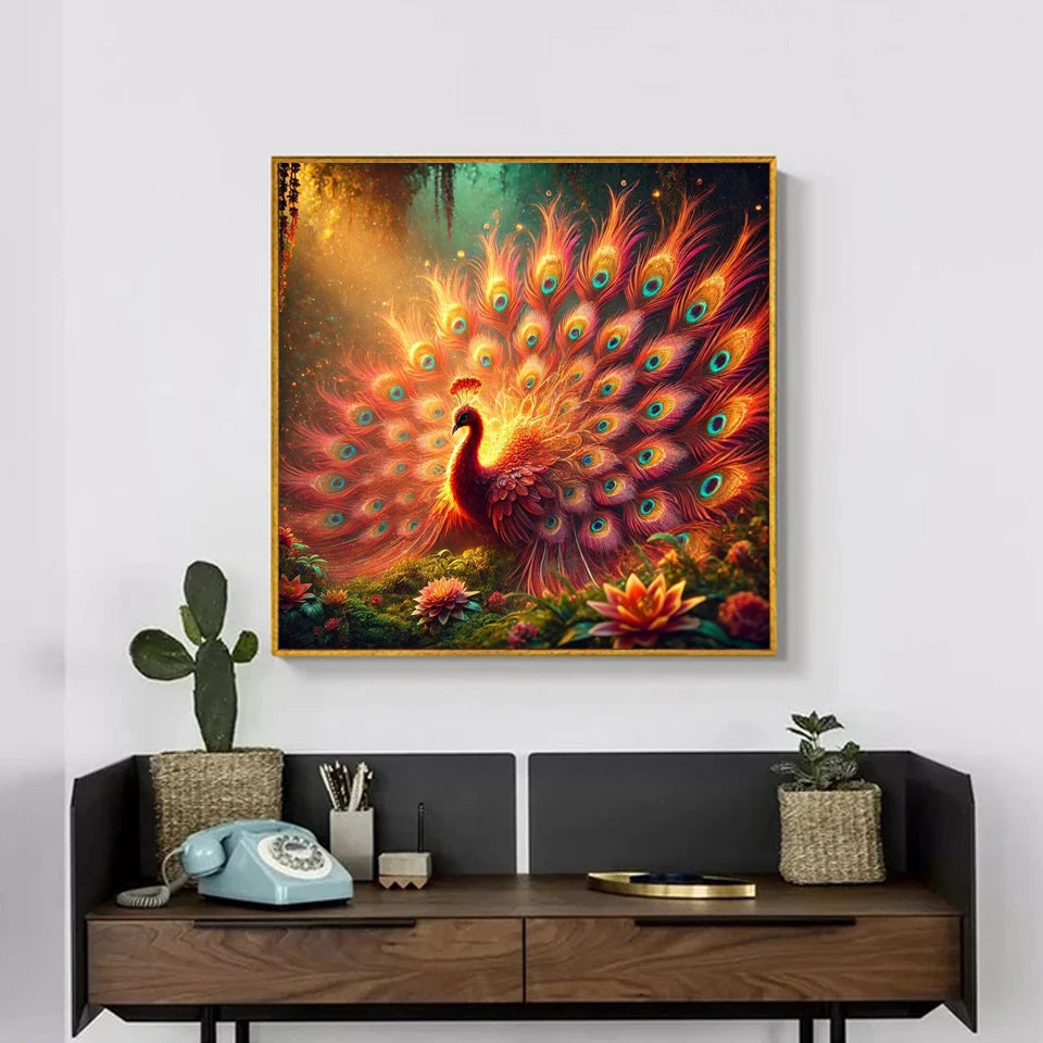 Golden Peacock Diamond Art
