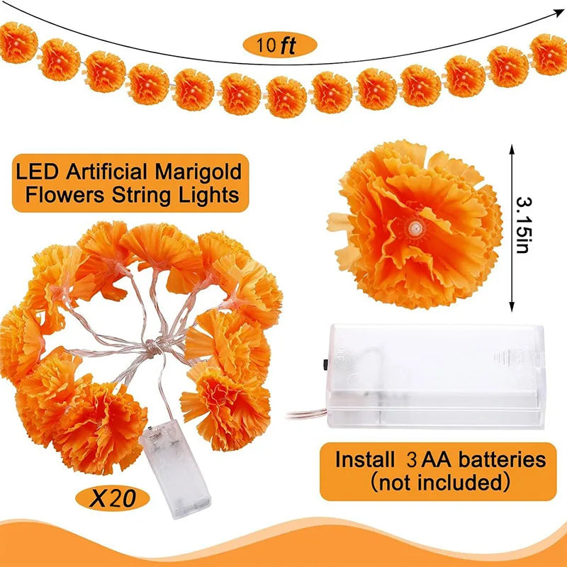 3M Marigold Artificial Flowers Day of The Dead, Halloween and Diwali Decor
