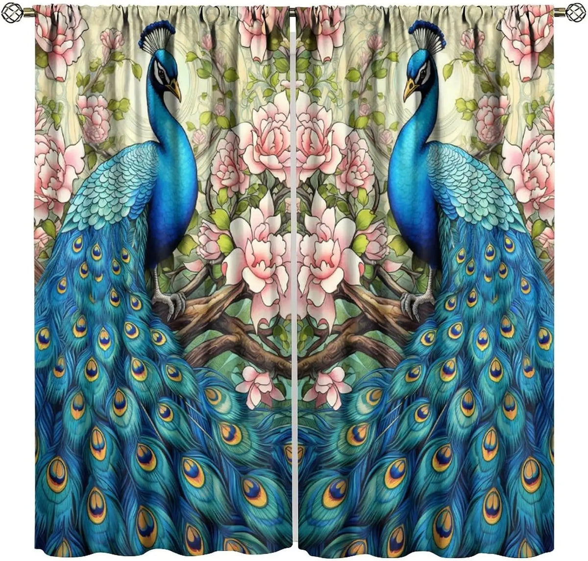Peacock Curtains Set