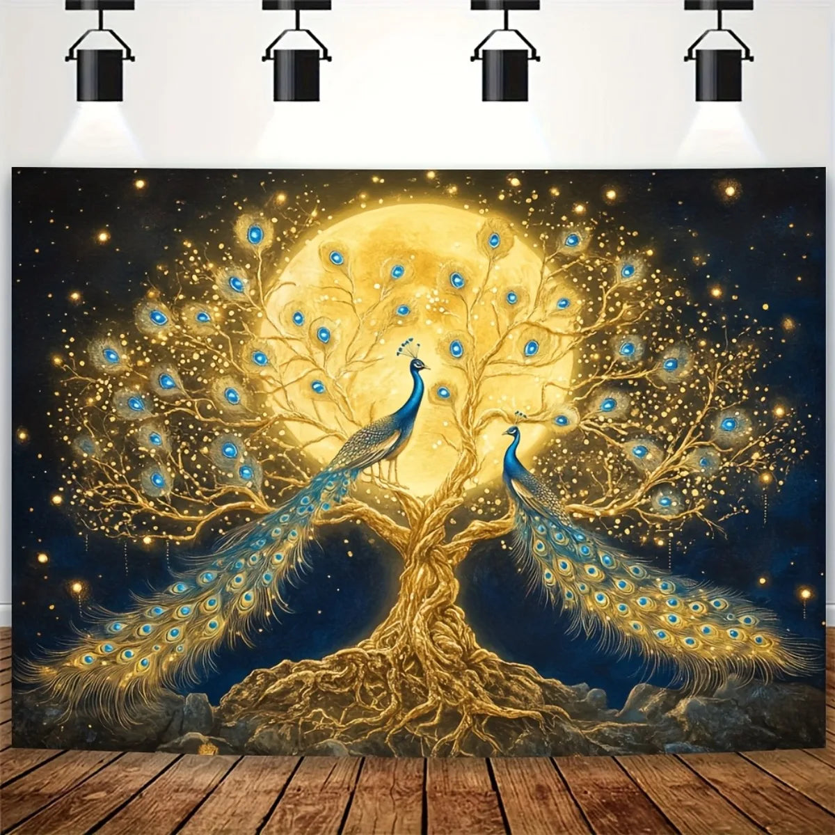 Golden Peacock Tapestry