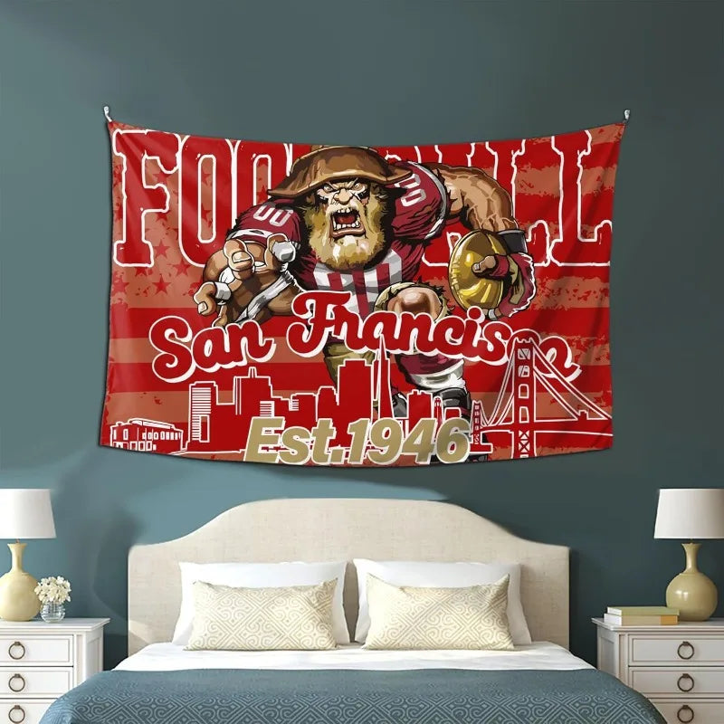 VIKAMA Fan Cave Tapestry with San Francisco 49ers Football Wall Decor