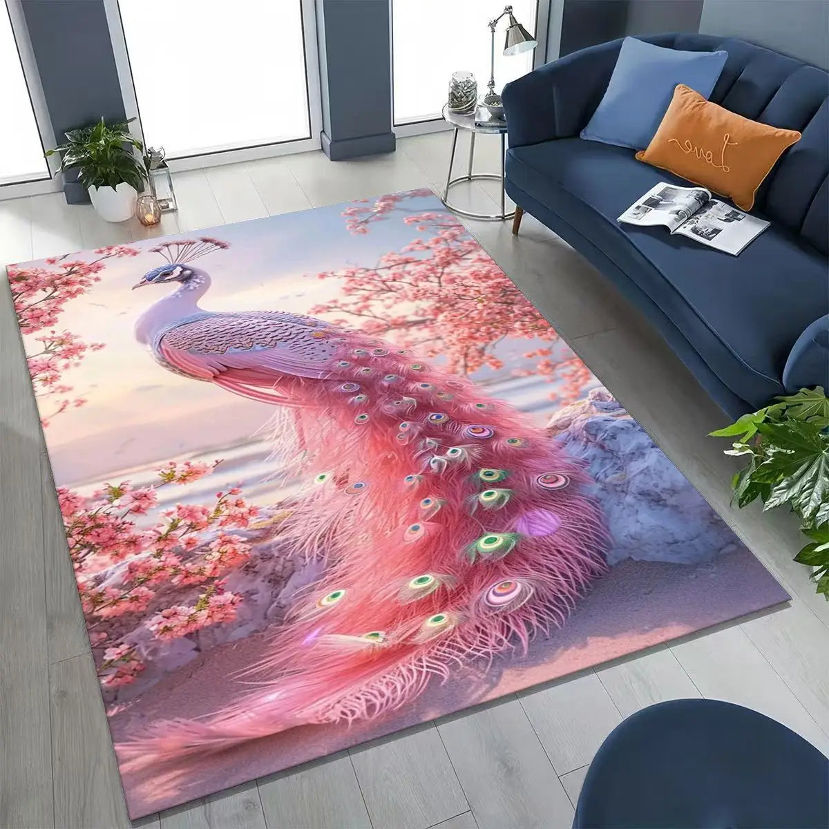 Colorful Peacock Birds Rug