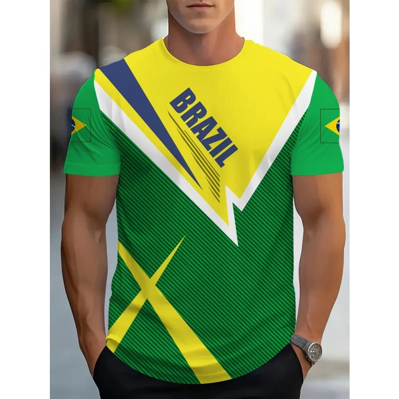 Brazil Football Pattern Tee Shirt