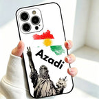 جراب هاتف أسود ناعم بتصميم علم كردستان يدعم هواتف آيفون 17، 16، 15، 14، 13، 12، 11 بلس، برو ماكس، وغيرها