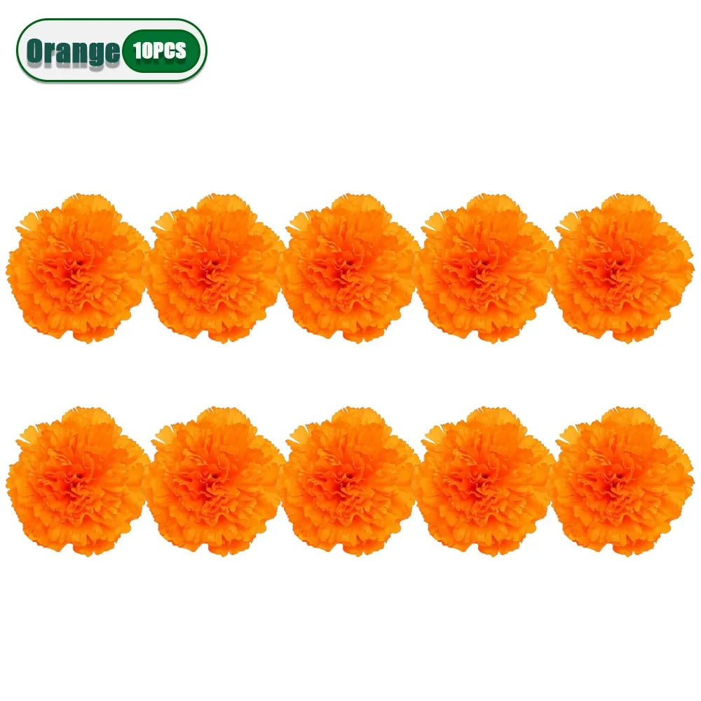 2.17 Inch Marigold Artificial Flowers Day of The Dead, Halloween and Diwali Party Home Outdoor Decoration