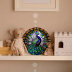 Aluminum Metal Sign Faux Stained Glass Peacock