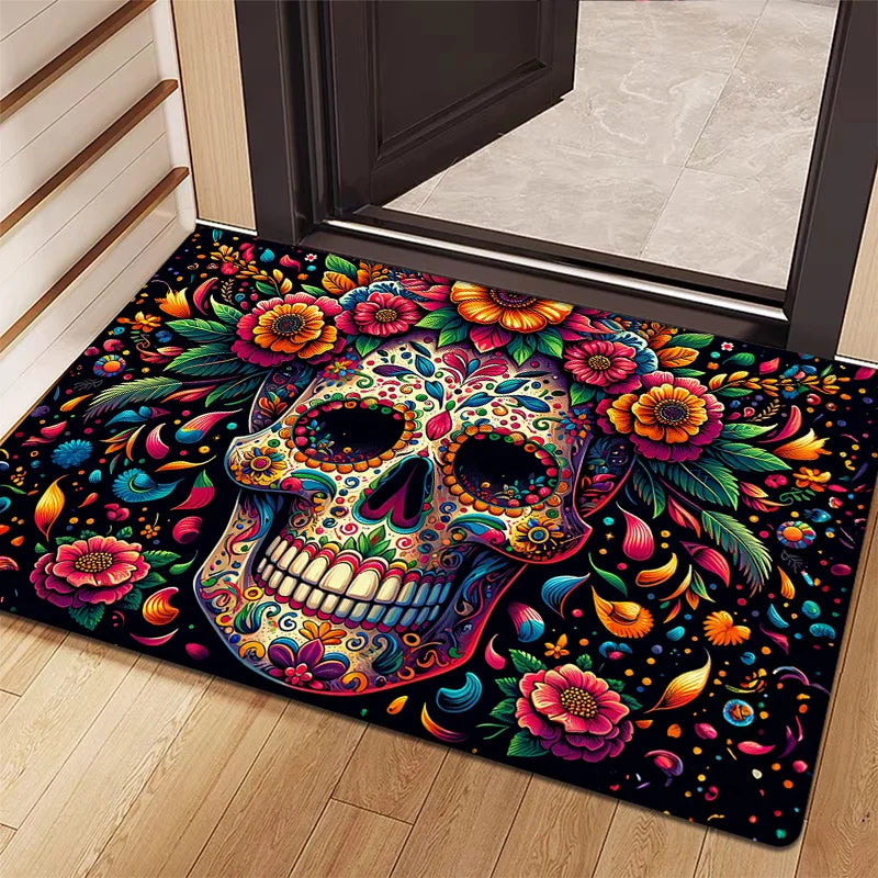 Mexican Day Of The Dead Skull Carpet Home Decor, Water-Resistant, Noni-Slip Floor Mat