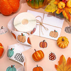1 Roll 500Pcs Fall Hand Drawn Pumpkin Stickers