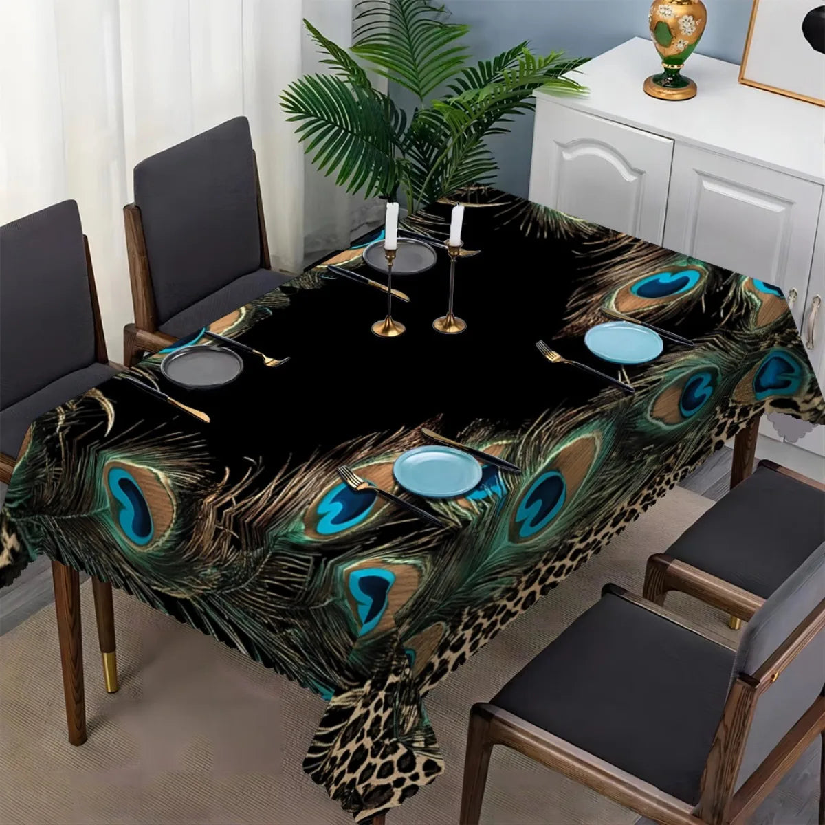 Peacock Tablecloth Decor