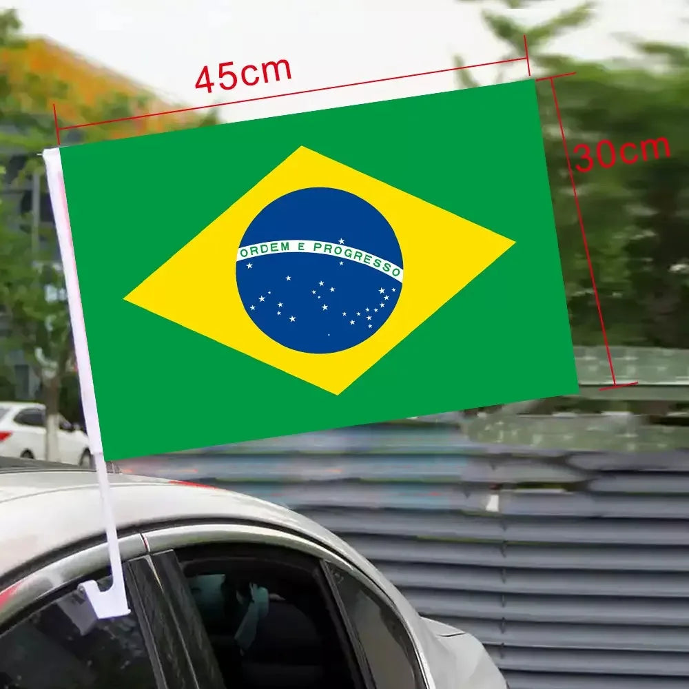Brazil Car Flag With Pole