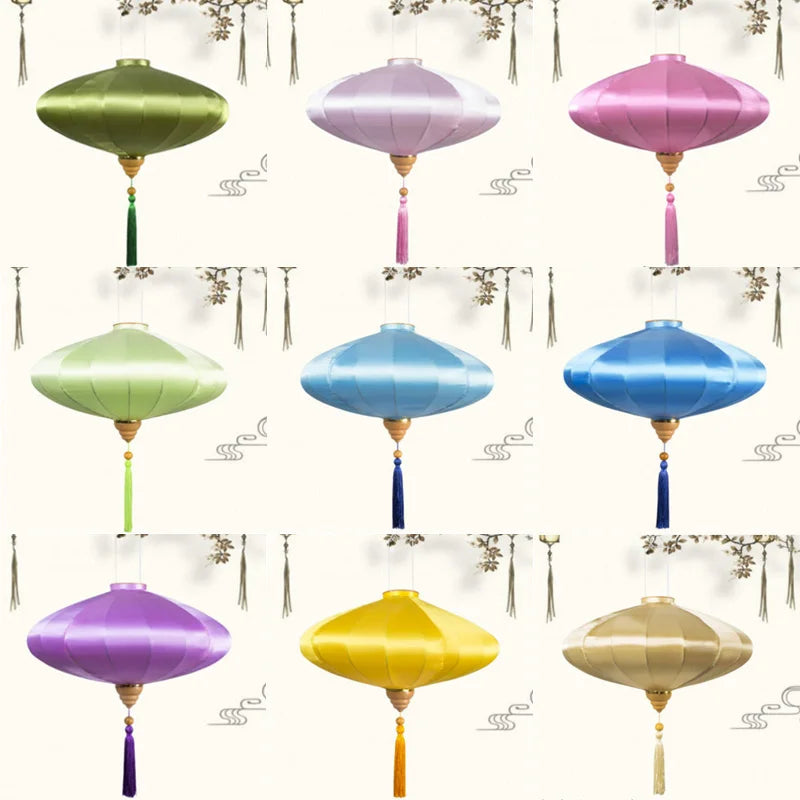 12/14inch Ancient Style Chinese Retro Silk Cloth Vietnam Palace Lantern Festival Decor