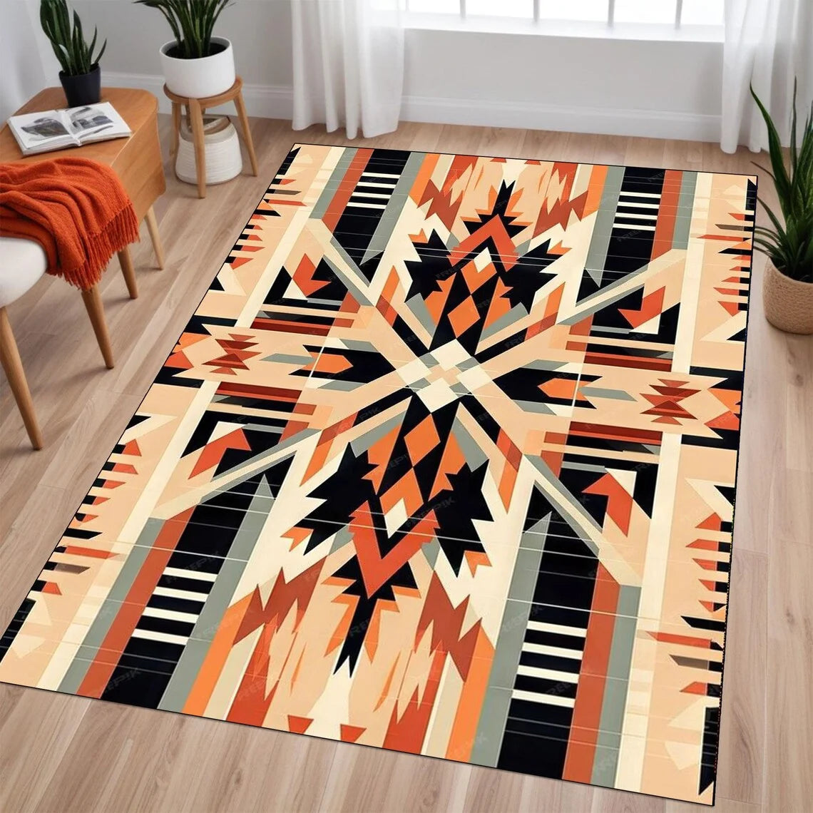 Southwestern Rug, Aztec Tribal, Native American Design