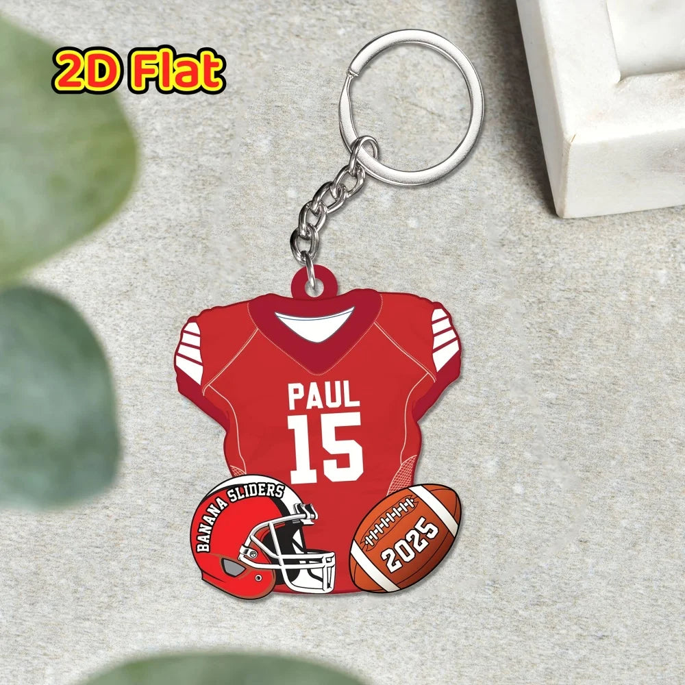 Personalized 2D Flat American Football Keychain