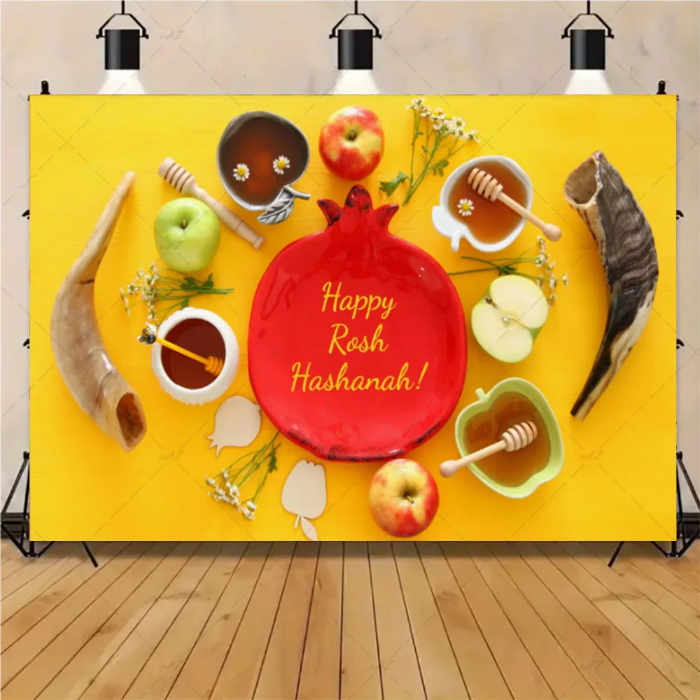 Happy Purim Rosh Hashanah Theme Backdrop Jewish New Year Party