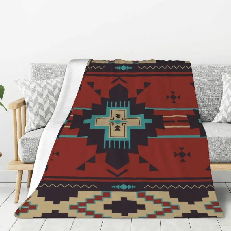 Native American Navajo Boho Aztec Pattern Blanket
