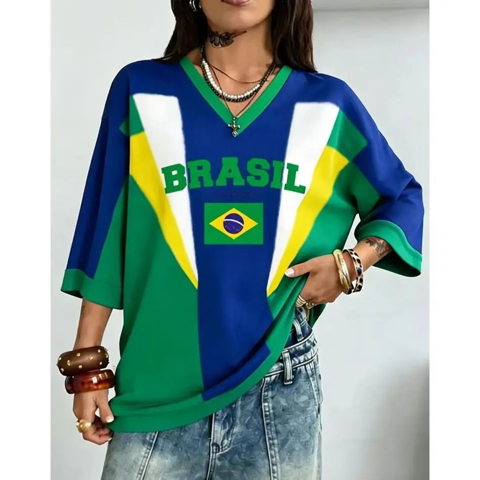 Vintage Brazil Style Print Tee