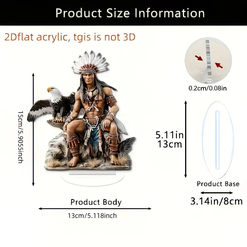 Chief and Eagle Crystal Tabletop Statue