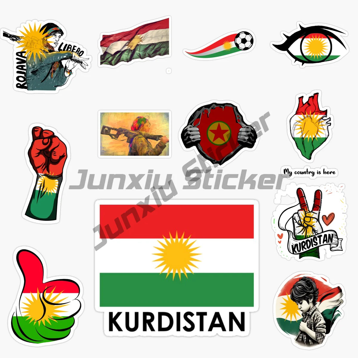 KURDISTAN Flag Car Stickers