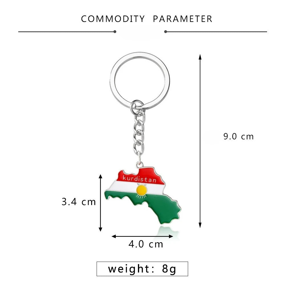 Kurdistan Flag Keychain Stainless Steel