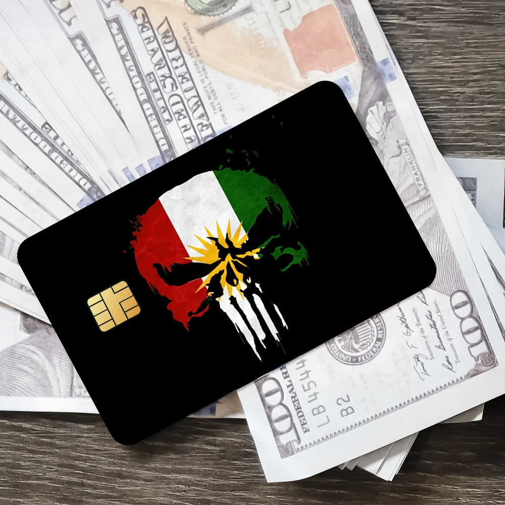 ملصقات بطاقة الائتمان بتصميم علم كردستان، غطاء لفيلم، 4 قطع، للزينة الأمامية لبطاقات السحب الآلي والحافلات، مقاومة للماء