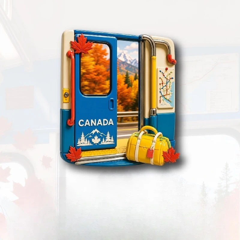 Canada Autumn Train Door Fridge Magnet