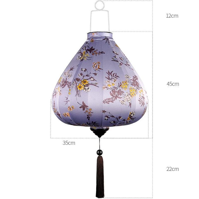 Chinese Silk Ancient Style Floral Hanging Lantern