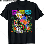 Cute Sugar Skull Cat Dia De Los Muertos Day of The Dead T-Shirt Mexican