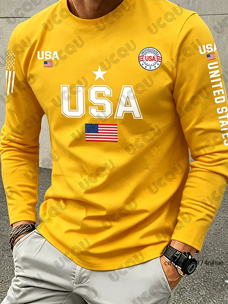 USA Flag Long Sleeve T-shirt