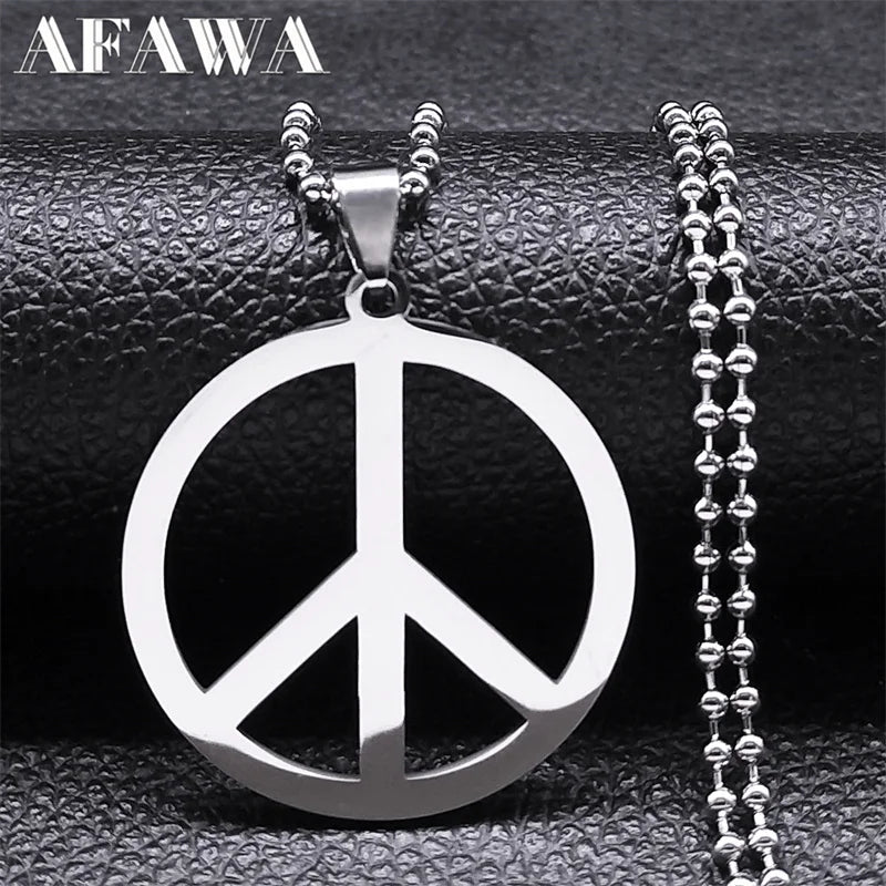 Peace Symbol Stainless Steel Chain Necklaces