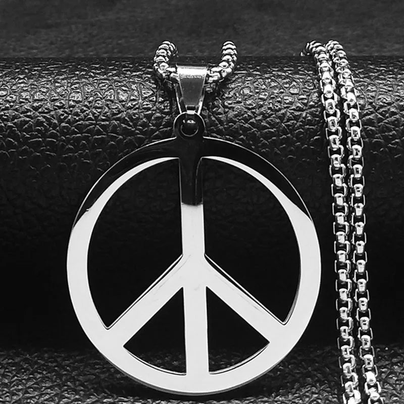 Goth Punk Peace Sign Symbol Pendant Necklace