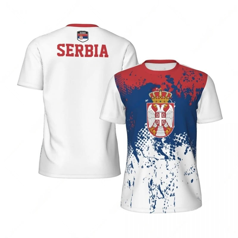 Fashion Serbia Flag Graphic Football T Shirts
