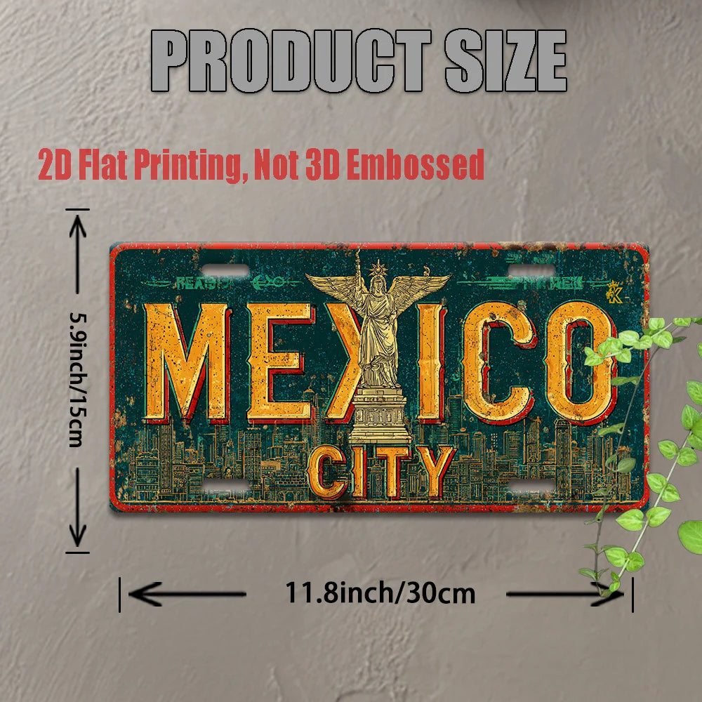 Mexico City Metal License Plate