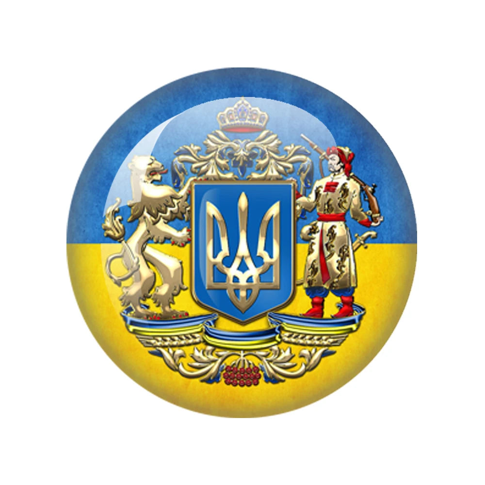 Ukrainian Flag Photo Round Glass