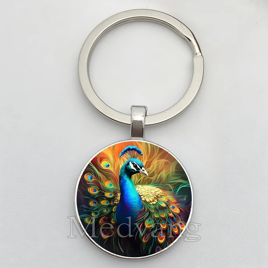Beautiful Colorful Peacock Keychain
