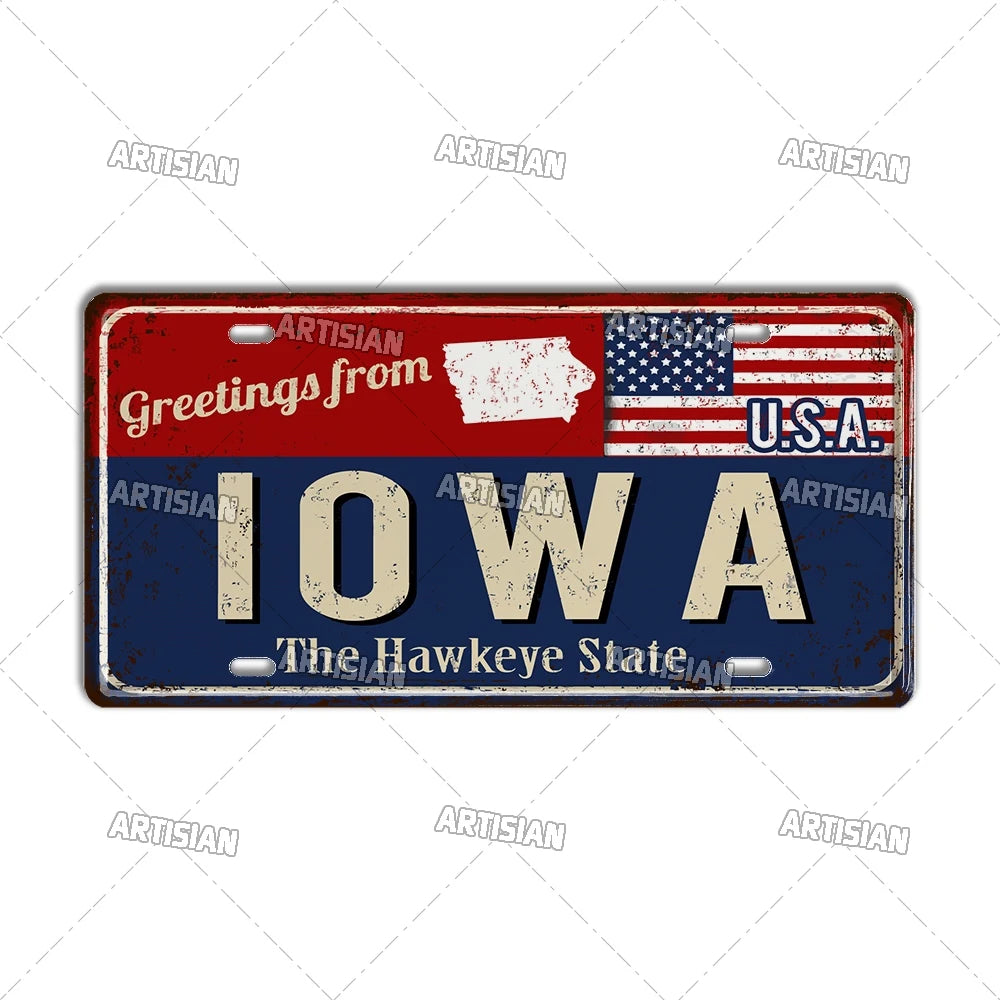 Greeting from USA States Landmark License Plate