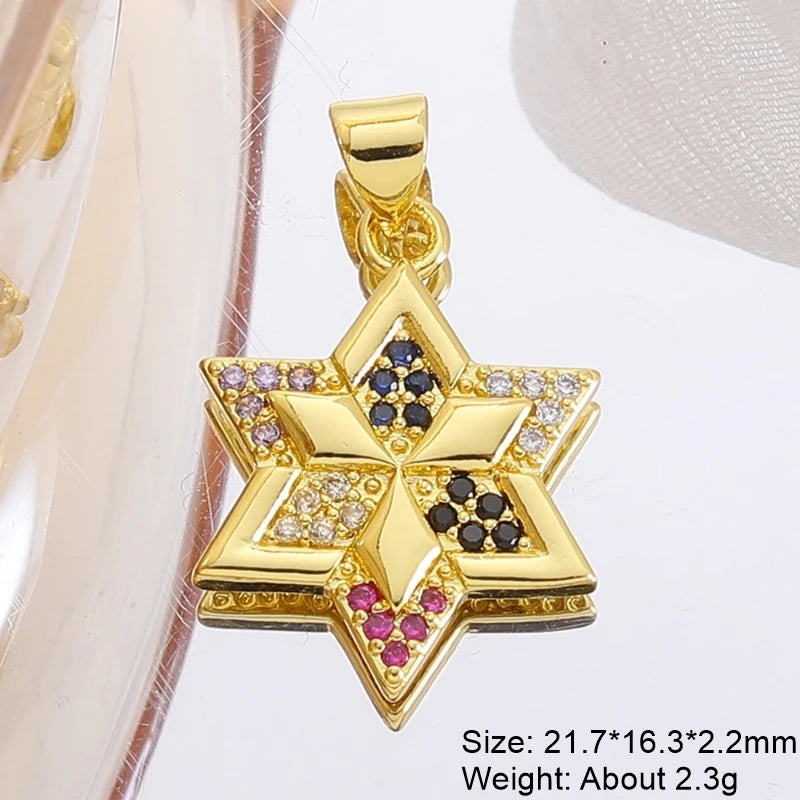 Gold Plated Handmade Colorful Star Of David Charms