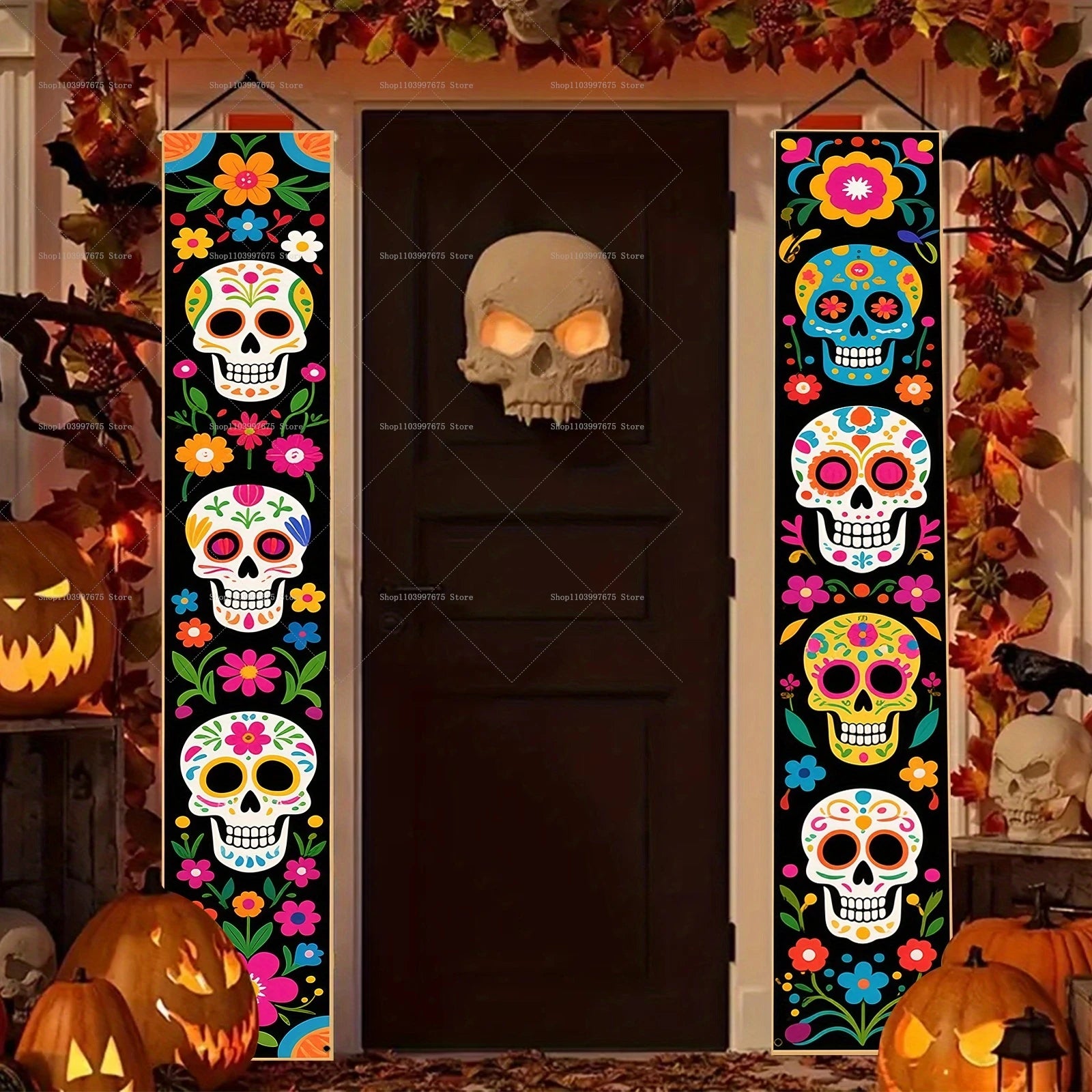 2PCS Mexican Day of The Dead Porch Sign