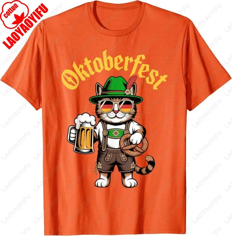 Funny Oktoberfest Cute Cat Pretzel Beer Funny Party Adults T-Shirt