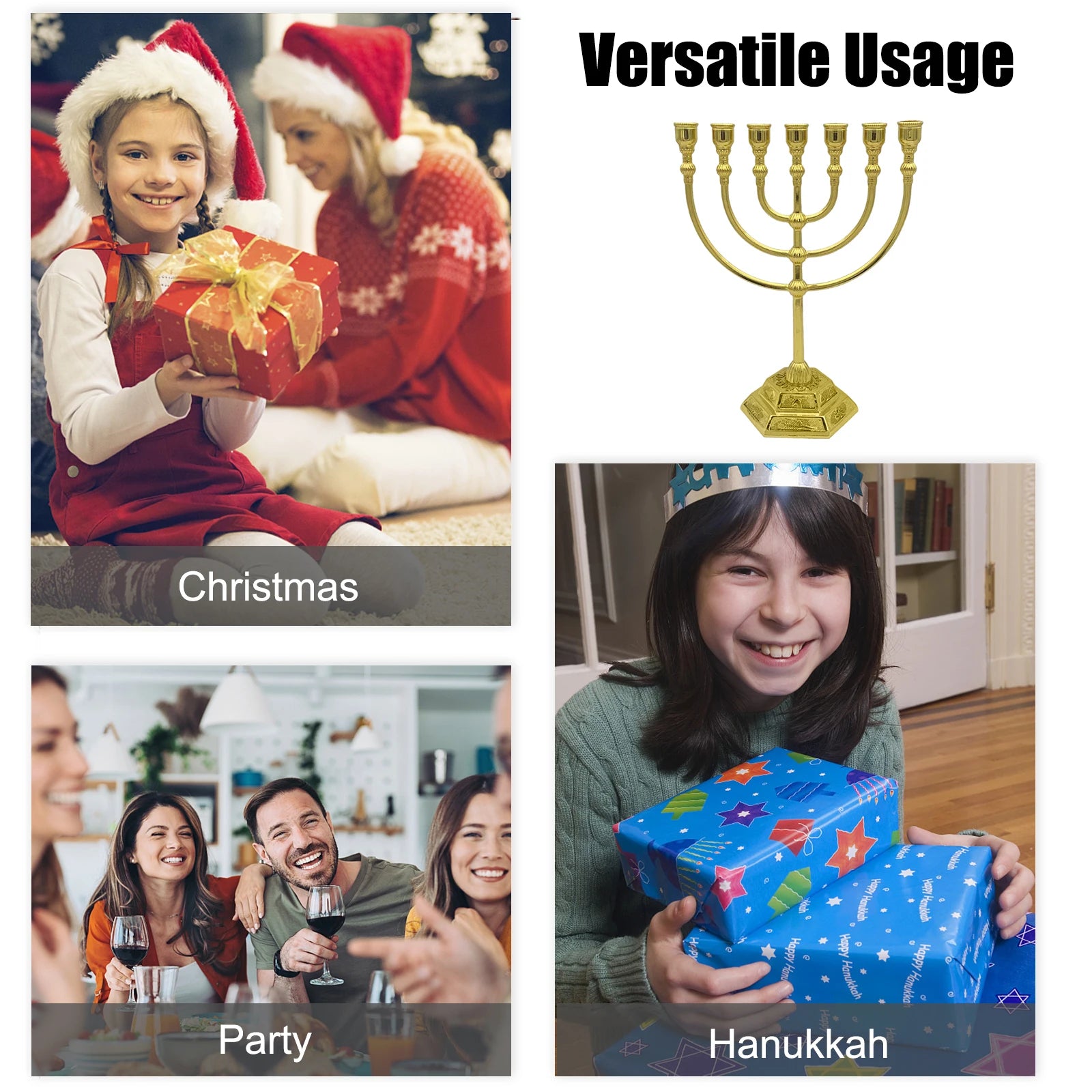 7 Branch Menorah Candle Holder Jerusalem