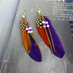 Tassel Dangling Earrings Leather Beads