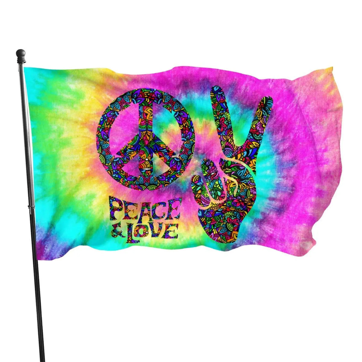 Hippie Peace Sign Flag Love and Peace