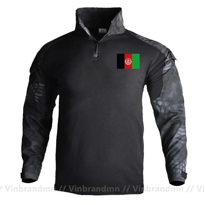 Afghan Flag Design Men's Long Sleeve Combat Uniform