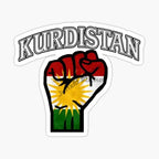 Kurdistan Map National Flag and Emblem Sticker