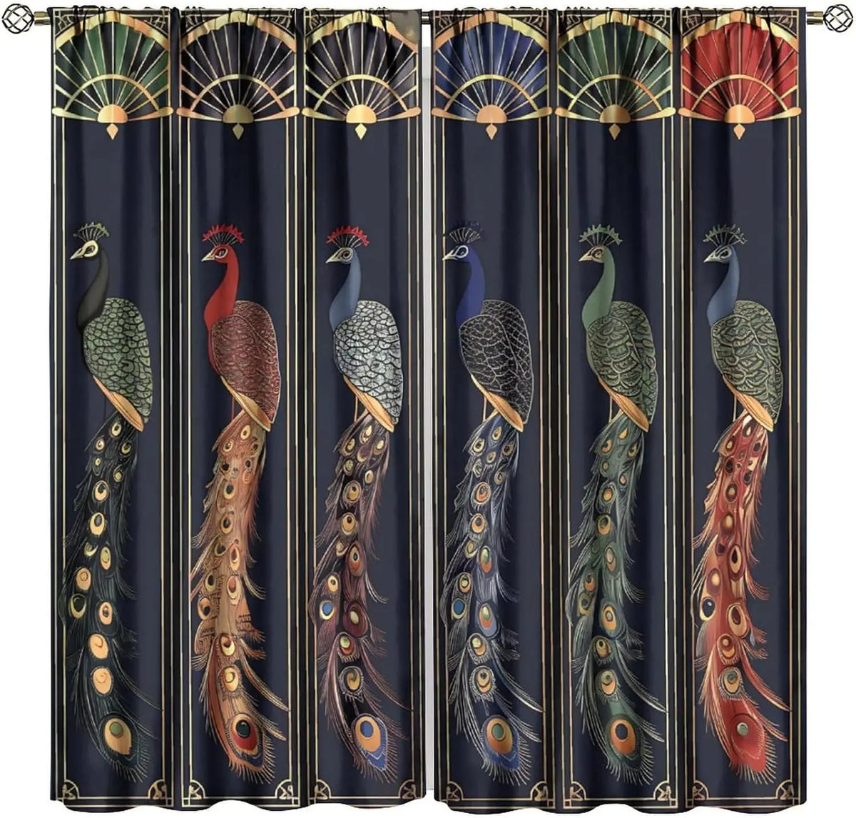 Peacock Curtains Set