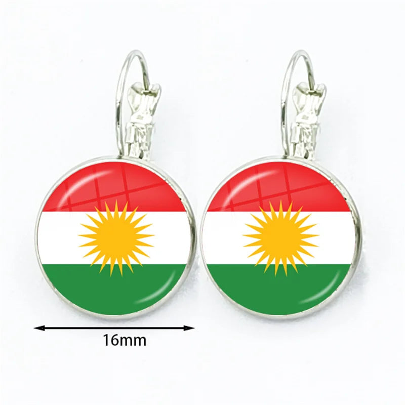 Kurdistan Flag Glass Pendant Keychain Jewelry Charm Bag Souvenir Key Ring