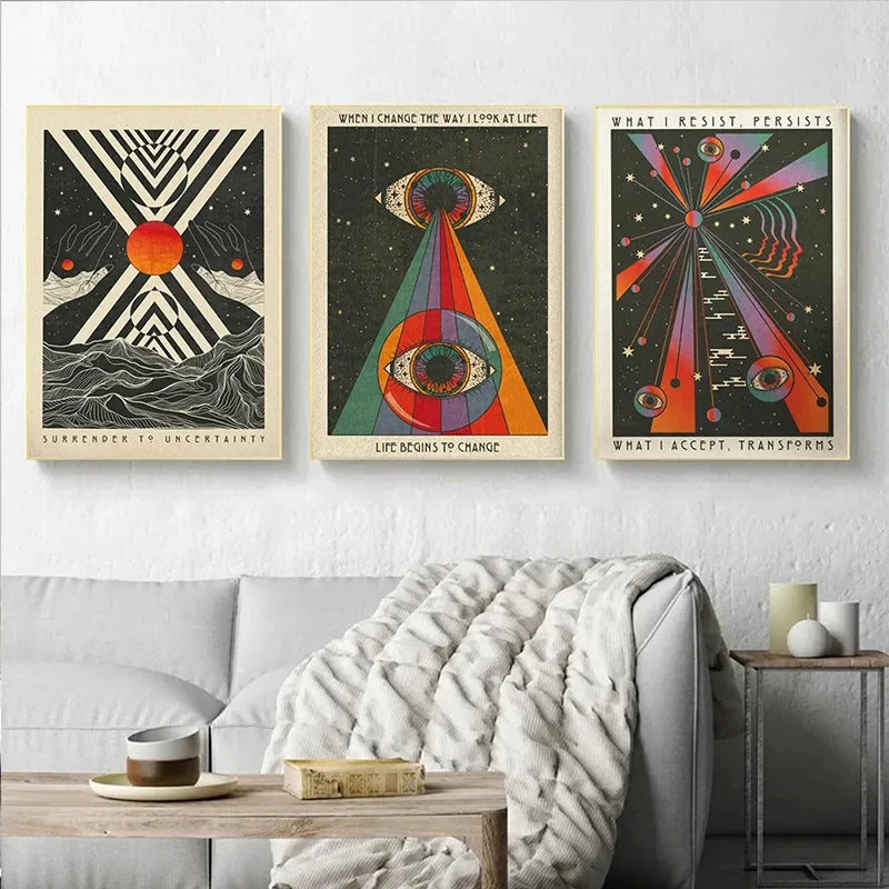 Bohemian Psychedelic 70s Poster Wall Art Canvas