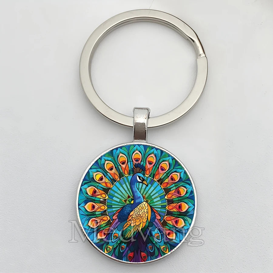 Beautiful Colorful Peacock Keychain