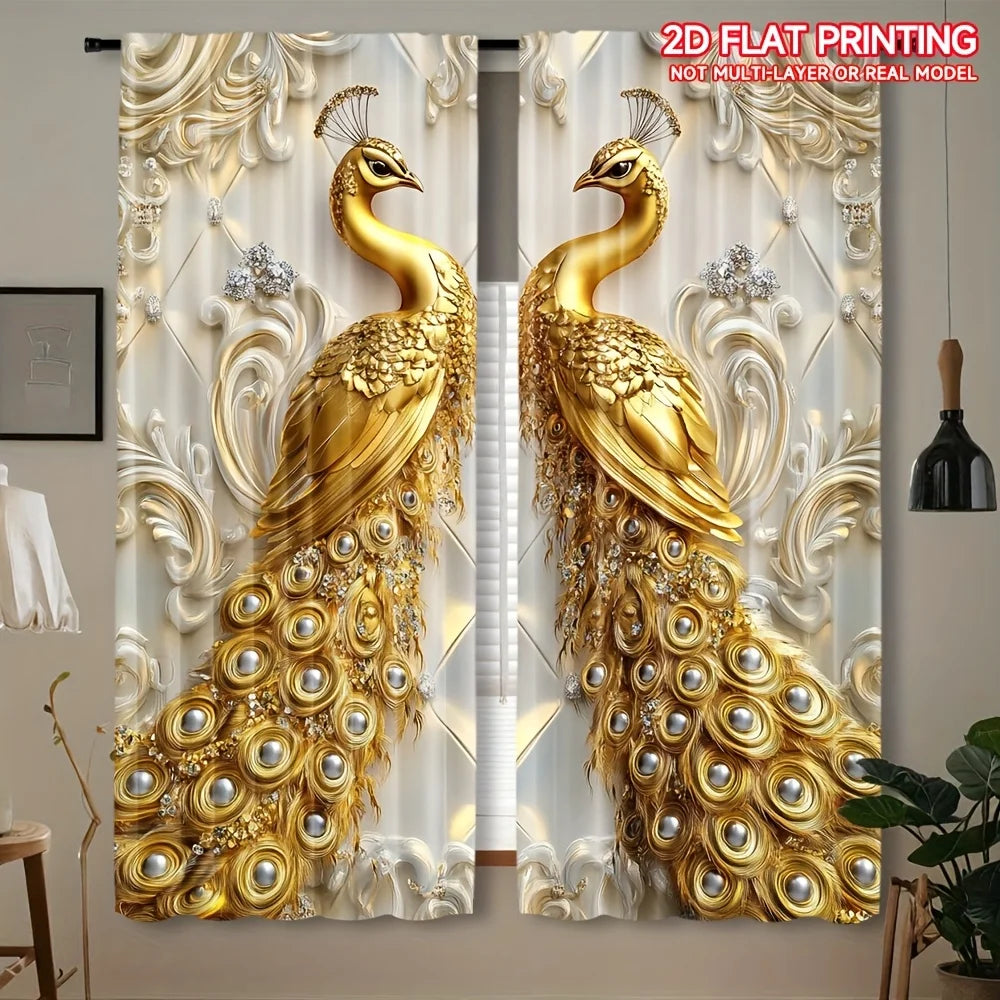 Golden Peacock Curtains